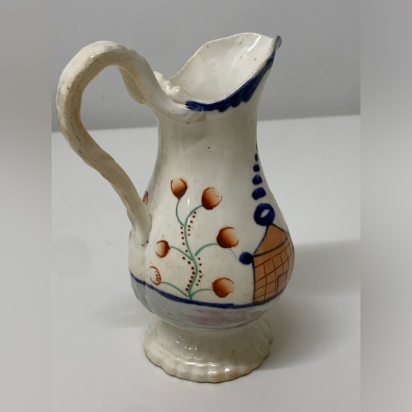 19th Century Antique Gaudy Welsh Village Pattern Creamer Pitcher Jug - Picture 9 of 16